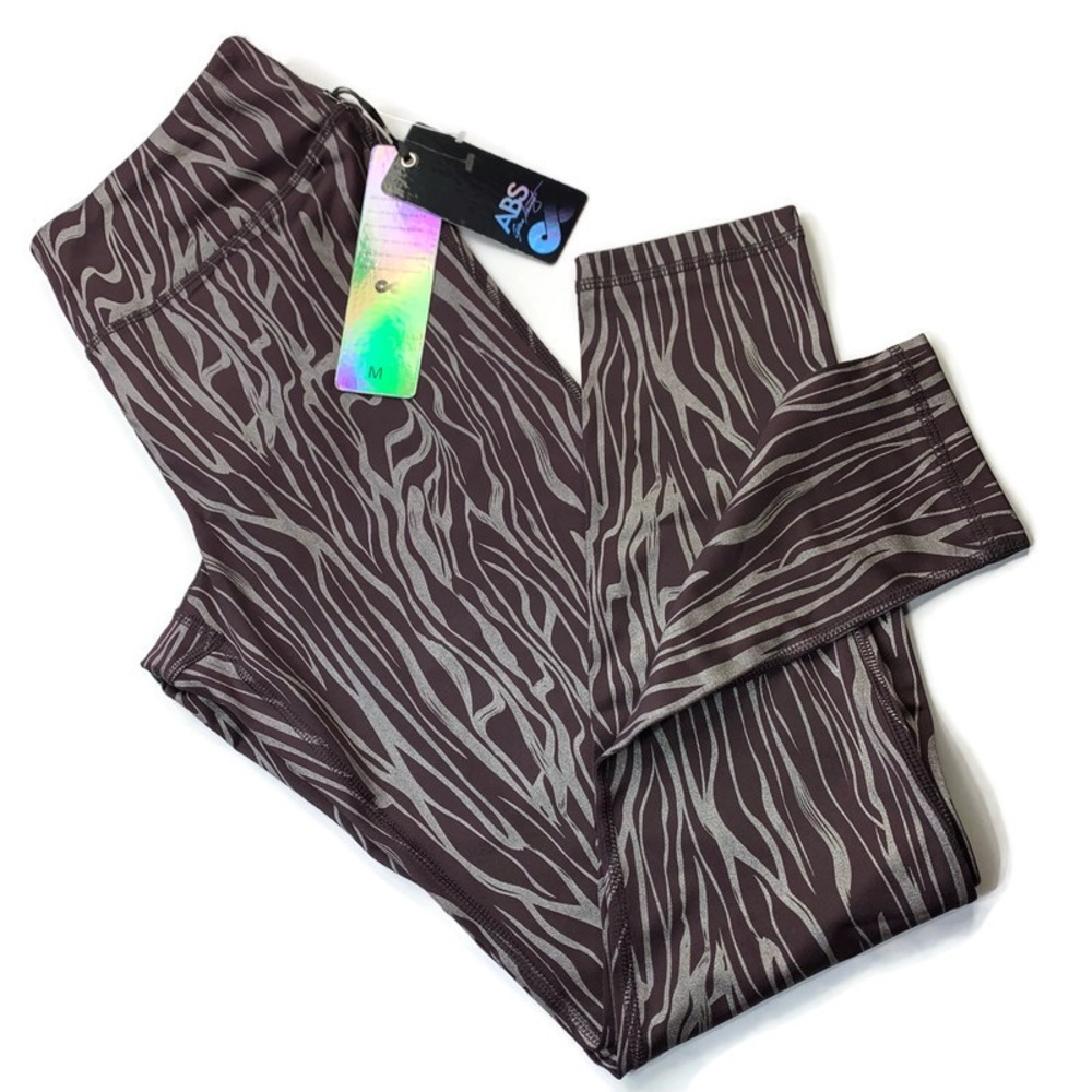 ABS Burgundy & Silver Shimmer Stripe Leggings